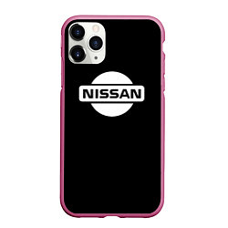 Чехол iPhone 11 Pro матовый Nissan logo white, цвет: 3D-малиновый