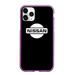 Чехол iPhone 11 Pro матовый Nissan logo white, цвет: 3D-фиолетовый