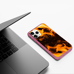 Чехол iPhone 11 Pro матовый Ghost of Tsushima шторм оранж, цвет: 3D-малиновый — фото 2