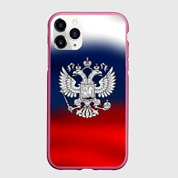Чехол iPhone 11 Pro матовый Россия герб краски, цвет: 3D-малиновый