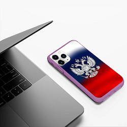 Чехол iPhone 11 Pro матовый Россия герб краски, цвет: 3D-фиолетовый — фото 2