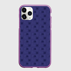 Чехол iPhone 11 Pro матовый Тёмный сиреневый паттерн квадраты, цвет: 3D-фиолетовый