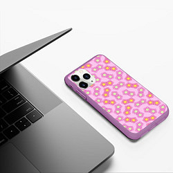 Чехол iPhone 11 Pro матовый Мозаика на розовом, цвет: 3D-фиолетовый — фото 2