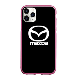 Чехол iPhone 11 Pro матовый Mazda logo white, цвет: 3D-малиновый