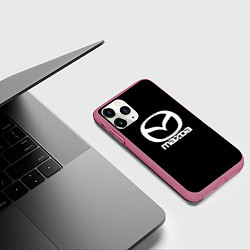 Чехол iPhone 11 Pro матовый Mazda logo white, цвет: 3D-малиновый — фото 2