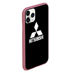 Чехол iPhone 11 Pro матовый Mitsubishi logo white, цвет: 3D-малиновый — фото 2