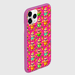Чехол iPhone 11 Pro матовый Щенята и летний вайб паттерн, цвет: 3D-фиолетовый — фото 2