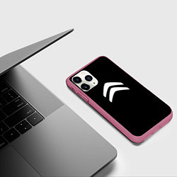 Чехол iPhone 11 Pro матовый Citroen white logo, цвет: 3D-малиновый — фото 2