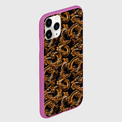 Чехол iPhone 11 Pro матовый Изящные завитки паттерн, цвет: 3D-фиолетовый — фото 2