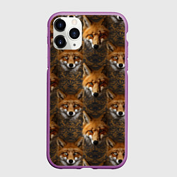 Чехол iPhone 11 Pro матовый Лакшери паттерн с золотыми лисицами