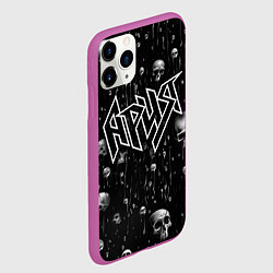 Чехол iPhone 11 Pro матовый Ария - черепа, цвет: 3D-фиолетовый — фото 2