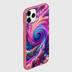 Чехол iPhone 11 Pro матовый Абстракция, водоворот из ярких красок, цвет: 3D-малиновый — фото 2