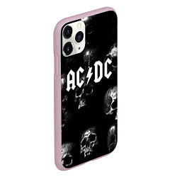 Чехол iPhone 11 Pro матовый AC DC - черные черепа, цвет: 3D-розовый — фото 2