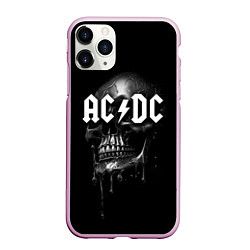 Чехол iPhone 11 Pro матовый AC DC - большой череп с подтеками, цвет: 3D-розовый