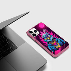 Чехол iPhone 11 Pro матовый Стильная сова в одежде, цвет: 3D-малиновый — фото 2