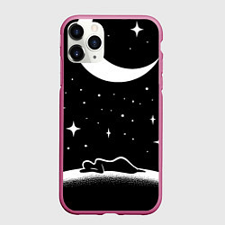 Чехол iPhone 11 Pro матовый Космический сон - нейросеть, цвет: 3D-малиновый