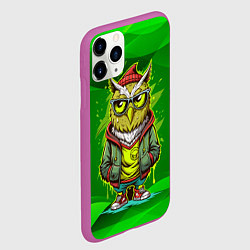 Чехол iPhone 11 Pro матовый Сова в стильной одежде модница, цвет: 3D-фиолетовый — фото 2