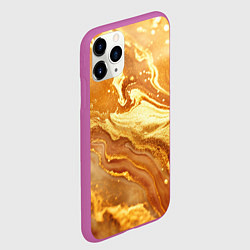 Чехол iPhone 11 Pro матовый Жидкое золото текстура, цвет: 3D-фиолетовый — фото 2