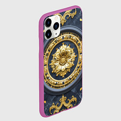 Чехол iPhone 11 Pro матовый Объемные золотые классические узоры, цвет: 3D-фиолетовый — фото 2