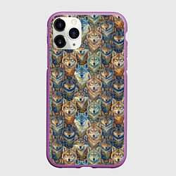 Чехол iPhone 11 Pro матовый Волчий узор, цвет: 3D-фиолетовый