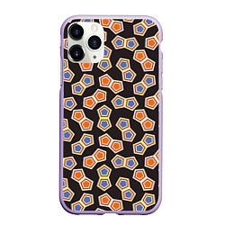 Чехол iPhone 11 Pro матовый Сине-оранжевая мозаика на черном, цвет: 3D-светло-сиреневый
