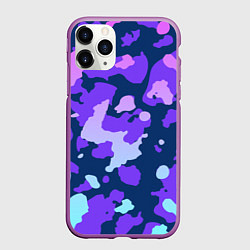 Чехол iPhone 11 Pro матовый Паттерн с розовыми фиолетовыми и голубыми пятнами, цвет: 3D-фиолетовый