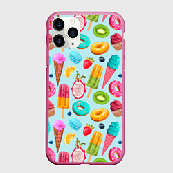 Чехол iPhone 11 Pro матовый Летние сладости, цвет: 3D-малиновый