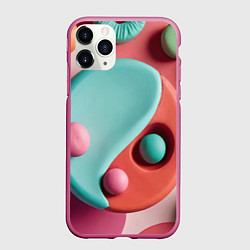 Чехол iPhone 11 Pro матовый Пластилиновый медальон с шариками, цвет: 3D-малиновый