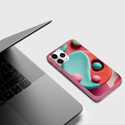 Чехол iPhone 11 Pro матовый Пластилиновый медальон с шариками, цвет: 3D-малиновый — фото 2