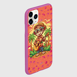 Чехол iPhone 11 Pro матовый Обезьянка с гитарой летний вайб, цвет: 3D-фиолетовый — фото 2