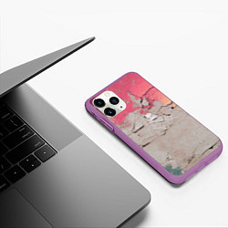 Чехол iPhone 11 Pro матовый Старая стена с краской, цвет: 3D-фиолетовый — фото 2