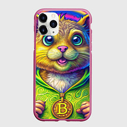 Чехол iPhone 11 Pro матовый Хомяк и биткоин, цвет: 3D-малиновый