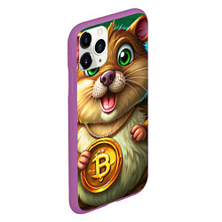 Чехол iPhone 11 Pro матовый Хомяк в крипте, цвет: 3D-фиолетовый — фото 2
