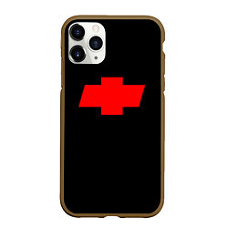 Чехол iPhone 11 Pro матовый Chevrolet red logo, цвет: 3D-коричневый