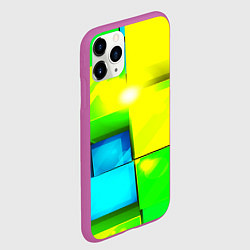 Чехол iPhone 11 Pro матовый Зелёные кубы разломы, цвет: 3D-фиолетовый — фото 2