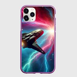 Чехол iPhone 11 Pro матовый Полёт к далёкой звезде - нейросеть, цвет: 3D-фиолетовый