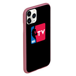 Чехол iPhone 11 Pro матовый NBA tv logo, цвет: 3D-малиновый — фото 2