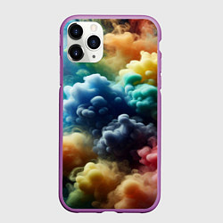 Чехол iPhone 11 Pro матовый Яркий цветной дым, цвет: 3D-фиолетовый