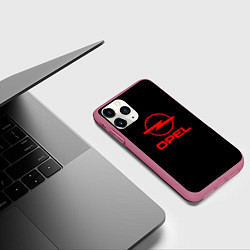 Чехол iPhone 11 Pro матовый Opel red logo auto, цвет: 3D-малиновый — фото 2