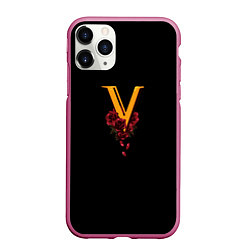 Чехол iPhone 11 Pro матовый Valentinos logo Cyberpunk, цвет: 3D-малиновый