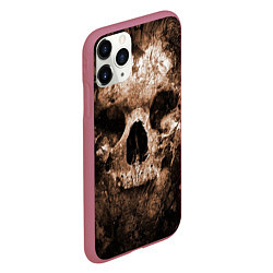 Чехол iPhone 11 Pro матовый Wood skull, цвет: 3D-малиновый — фото 2