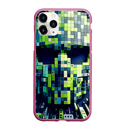 Чехол iPhone 11 Pro матовый Cyber face - ai art fantasy, цвет: 3D-малиновый