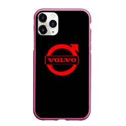 Чехол iPhone 11 Pro матовый Volvo red logo auto, цвет: 3D-малиновый