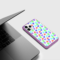 Чехол iPhone 11 Pro матовый Ведьмак магические символы, цвет: 3D-фиолетовый — фото 2