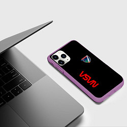 Чехол iPhone 11 Pro матовый Nasa space logo steel, цвет: 3D-фиолетовый — фото 2