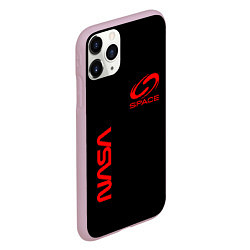 Чехол iPhone 11 Pro матовый Nasa space red logo, цвет: 3D-розовый — фото 2