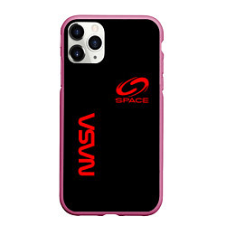 Чехол iPhone 11 Pro матовый Nasa space red logo, цвет: 3D-малиновый