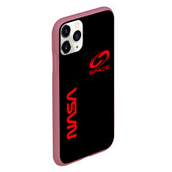 Чехол iPhone 11 Pro матовый Nasa space red logo, цвет: 3D-малиновый — фото 2