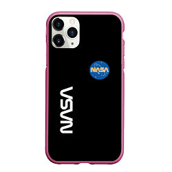 Чехол iPhone 11 Pro матовый NASA logo usa space, цвет: 3D-малиновый