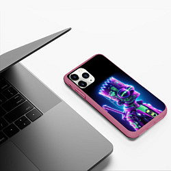 Чехол iPhone 11 Pro матовый Bart Simpson cyber ninja - neon glow, цвет: 3D-малиновый — фото 2